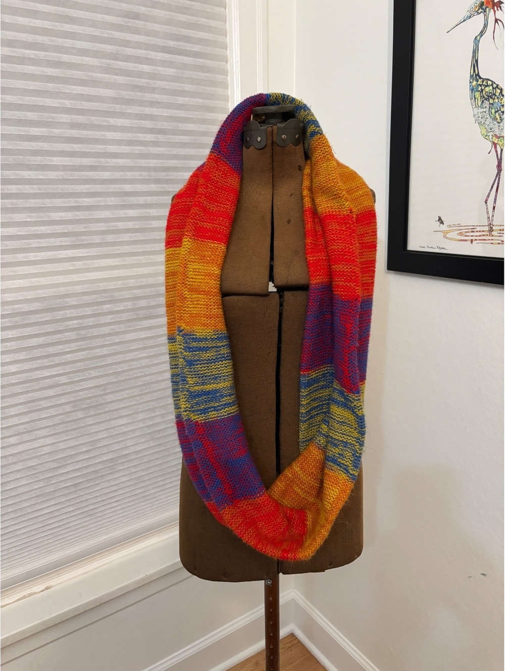 Rainbow Knit Infinity Scarf Chunky Striped Boho Colorblock Winter (2372)
